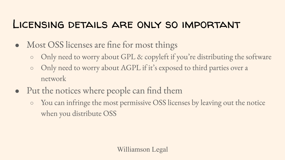 Licensing details are only so important